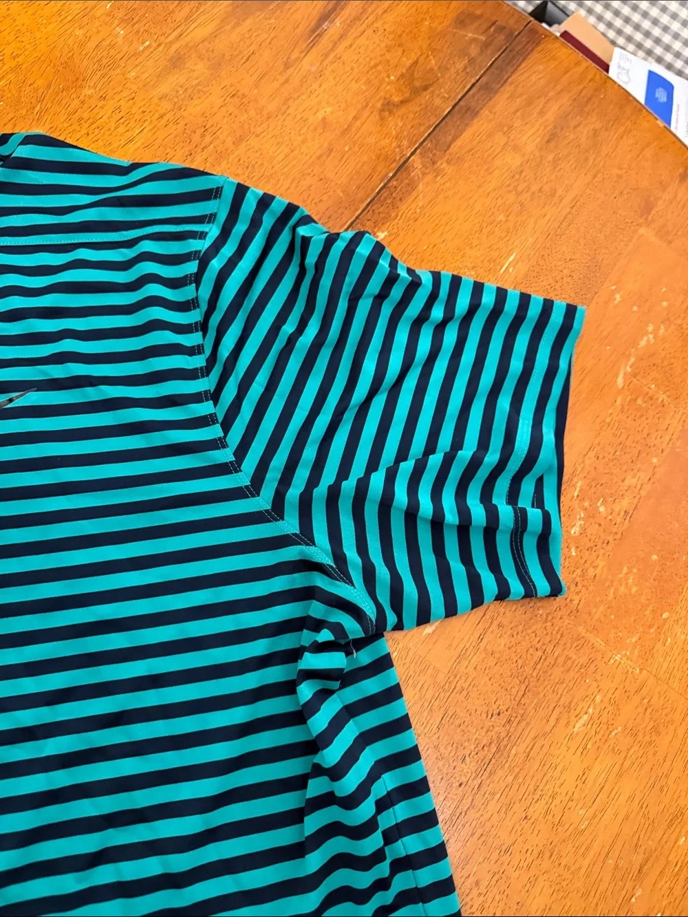 Nike Men's Striped Polo - Teal and Navy xxl